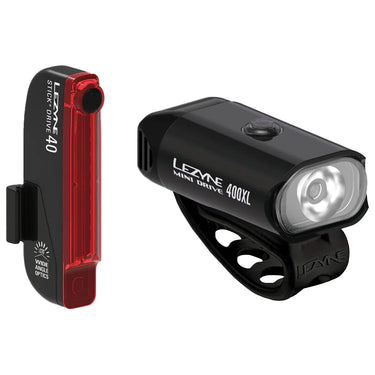 Lezyne Mini Drive 400XL and Stick+ Light Pair Black/Black