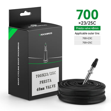 700X23/25/28/35C Road Bike Inner Tube 48mm Presta/Schrader Valve High Self Sealing Butyl Rubber - Gio's Outdoors -ROCKBROSUSA