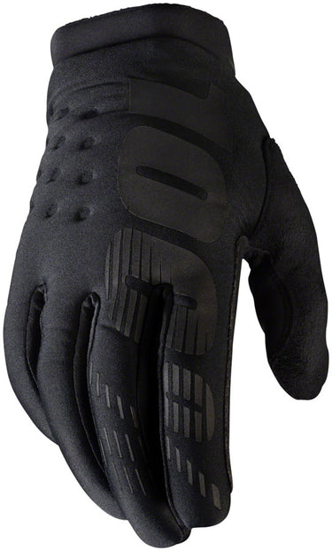 100% Brisker Gloves - Black Full Finger Men's Medium