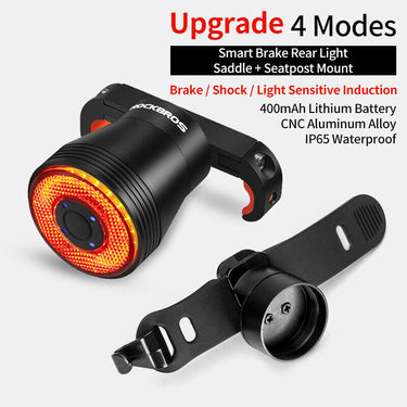ROCKBROS Q5 Smart Brake & Tail Light - USB Rechargeable, Waterproof - Gio's Outdoors -ROCKBROSUSA