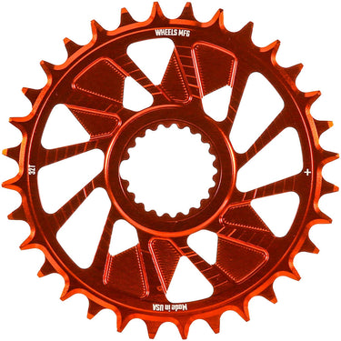 Wheels Manufacturing Direct Mount Chainring - 32t Shimano Direct Mount 1.5mm Outboard Offset HG+ Chain Compatible Orange