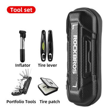 Bicycle Repair Tools Kit Bag Bike Tool Set Wrench Tire Patch Levers Inflator - Gio's Outdoors -ROCKBROSUSA