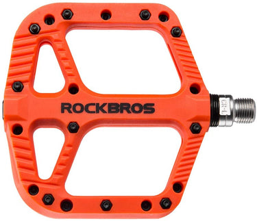 ROCKBROS Extra Large Mountain Bike Pedals Nylon Composite Bearing 9/16"-ORANGE - Gio's Outdoors -ROCKBROSUSA