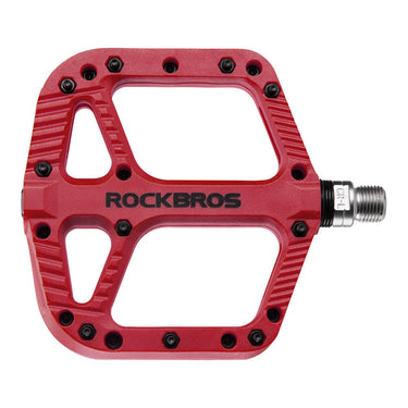 ROCKBROS Extra Large Mountain Bike Pedals Nylon Composite Bearing 9/16"(1 Pair)-RED - Gio's Outdoors -ROCKBROSUSA