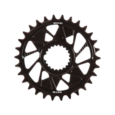 Wheels Manufacturing Shimano DM HG+ Inboard Chainring Teeth: 30 Speed: 12 BCD: Direct Mount Shimano Single 7075 Aluminum Black