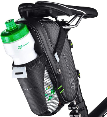 ROCKBROS Bike Saddle Bags with Water Bottle Pouch Waterproof Black 1.6L - Gio's Outdoors -ROCKBROSUSA