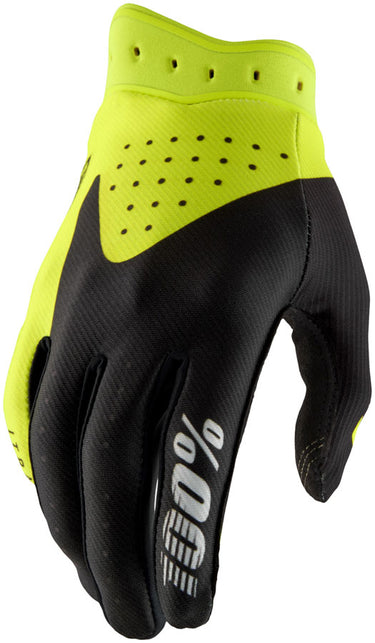 100% Itrack Gloves - Black/Fluo Yellow Medium