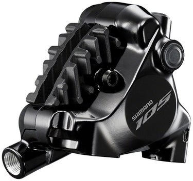 Shimano 105 BR-R7170 Road Hydraulic Disc Brake Caliper - Rear Front Front use requires adapter-Sold separately Flat Mount Resin Pad