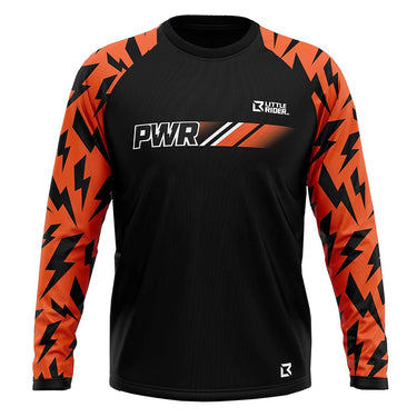 PWR Bikes Superbolt x Little Rider Tech Jersey Long Sleeves Unisex Black/Orange Age 8/9