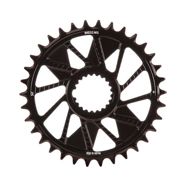 Wheels Manufacturing Shimano DM T-Type Inboard Chainring Teeth: 34 Speed: 12 BCD: Direct Mount Shimano Single 7075 Aluminum Black