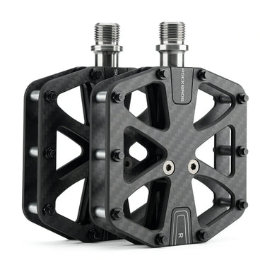 ROCKBROS Carbon Fiber Bike Pedals Lightweight 3-Bearing Non-Slip 9/16" Wide Flat - Gio's Outdoors -ROCKBROSUSA