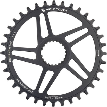 Wolf Tooth Direct Mount Chainring - 36t Shimano DM For Boost Cranks 3mm Offset Drop-Stop ST Requires 12-Speed HG+ Chain BLK