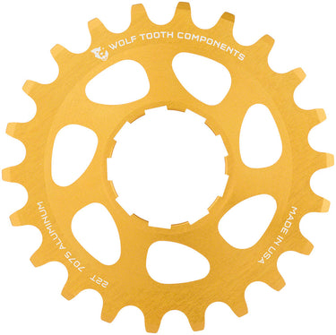 Wolf Tooth Single Speed Aluminum Cog - 22t Compatible with 3/32" Chains Gold