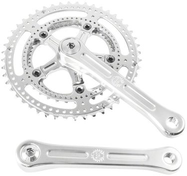 Velo Orange Grand Cru Drillium Cranks - 175mm 8/9/10 Speed 48/34t Square Taper JIS Spindle Interface Polished Aluminum