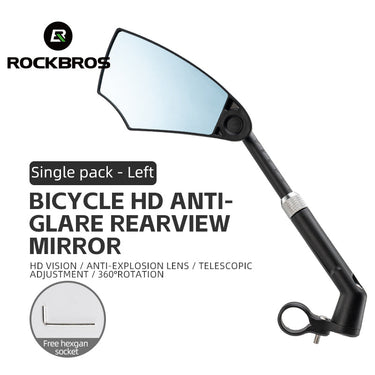 ROCKBROS Adjustable Bike Mirror Anti-Glare 360-Degree Rotation - Gio's Outdoors -ROCKBROSUSA