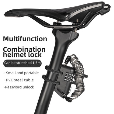 ROCKBROS 1.5M Portable Bicycle Cable Lock - Combination Helmet Lock - Gio's Outdoors -ROCKBROSUSA