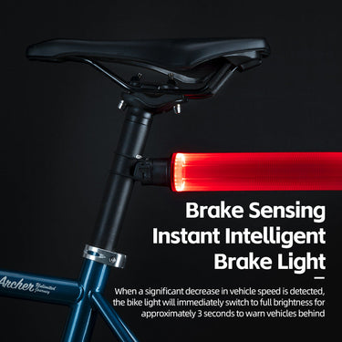 ROCKBROS Upgraded Smart Bicycle Brake Light USB-C Rechargeable IPX7 Waterproof Cycling Rear Light - Gio's Outdoors -ROCKBROSUSA