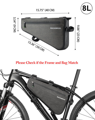 Bike Frame Triangle Large Cycling Bag 5-8L - Gio's Outdoors -ROCKBROSUSA