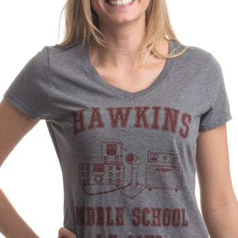 Hawkins Middle School A.V. Club Vintage V-neck T-shirt - Gio's Outdoors