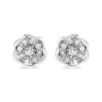 10K White Gold 1/2 Cttw Diamond Floral Cluster Swirl Stud Earrings (H-I Color, I1-I2 Clarity)