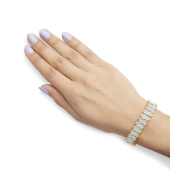 10k Yellow Gold 5.00 Cttw Diamond Oval Banded Link Bracelet (I-J Color, I1-I2 Clarity) - 7" Inches