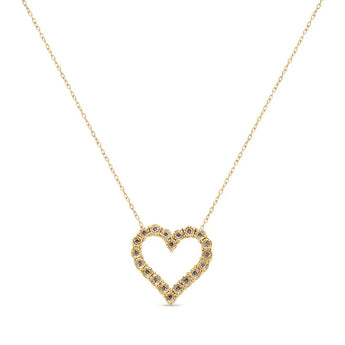 10K Yellow Gold Flashed .925 Sterling Silver 1/2 Cttw Champagne Diamond Miracle Plate Heart Pendant Necklace (K-L Color, I1-I2 Clarity) - 18"
