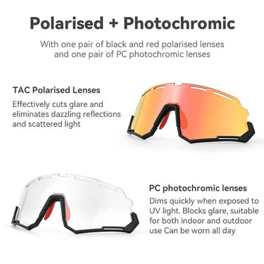 ROCKBROS Cycling Glasses Polarized Photochromic Sunglasses Riding Goggles 2 Lens - Gio's Outdoors -ROCKBROSUSA