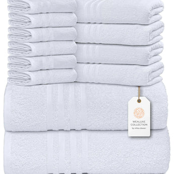 12 Pcs Bath Towel Set for Bathroom 100% Cotton Soft and Plush Highly Absorbent