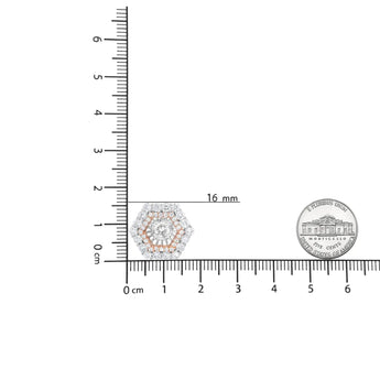 14K Rose and White Gold 1 7/8 Cttw Round Diamond Double Halo Earring Jacket for 6mm Round Studs (G-H Color, VS2-SI1 Clarity)