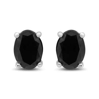 14K White Gold 1/2 Cttw Round Brilliant-Cut Black Diamond Classic 4-Prong Stud Earrings with Screw Backs (Fancy Color-Enhanced, I2-I3 Clarity)