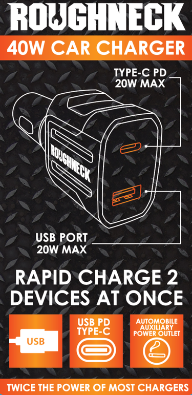 Roughneck Dual Port Car DC Charger - Gio's Outdoors