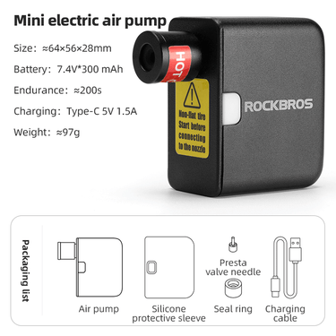 ROCKBROS Mini Electric Bike Pump - Gio's Outdoors -ROCKBROSUSA