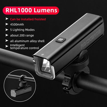 Bike Front Headlight RHL1000LM - Gio's Outdoors -ROCKBROSUSA