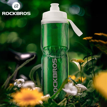 ROCKBROS Insulated Bike Water Bottles Keep Water Cool Leak-Proof Bicycle Water Bottle with Handle Cycling Water Bottle Easy to Squeeze - Gio's Outdoors -ROCKBROSUSA