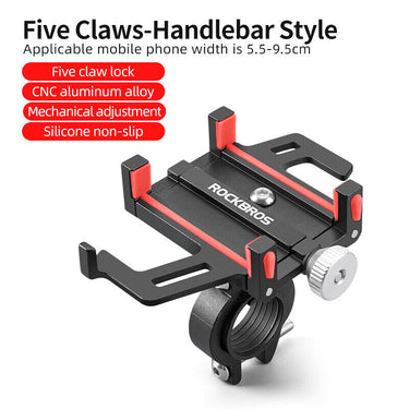 ROCKBROS Bike Mobile Phone Holder CNC Aluminum Bracket Five Claws Phone Holder - Gio's Outdoors -ROCKBROSUSA