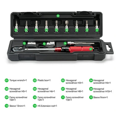 1/4 Torque 2–24Nm Micrometer Click Torque Wrench, 72-Tooth Gear Professional Precision ±3%High Accuracy - Gio's Outdoors -ROCKBROSUSA