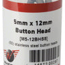 Wheels Manufacturing M5 x 12mm Button Head Cap Screw Stainless Steel Bottle/50