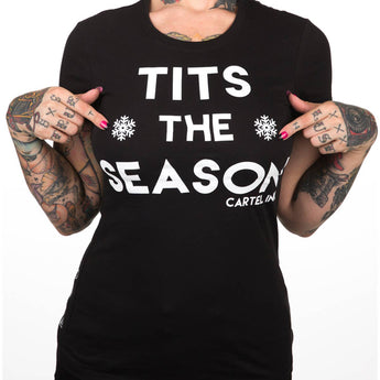 Tits The Season Women's Black Graphic T-Shirt