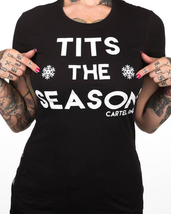 Tits The Season Women's Black Graphic T-Shirt