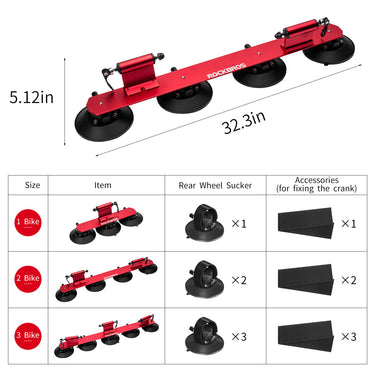 ROCKBROS Suction Cup Car Roof Rack for 2 Bikes - Red - Gio's Outdoors -ROCKBROSUSA
