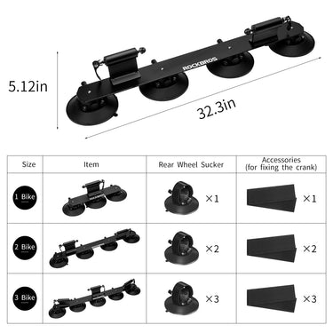 ROCKBROS Suction Cup Car Roof Rack for 2 Bikes - Black - Gio's Outdoors -ROCKBROSUSA