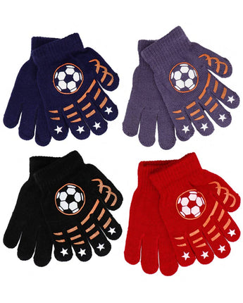 Toddlers Soccer Ball Print Ribbed Cuffed Gloves