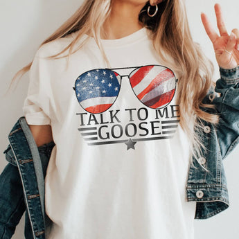 Talk To Me Goose USA Patriotic Goose Movie Graphic Tee - Gio's Outdoors