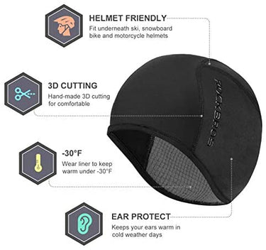 ROCKBROS Thermal Fleece Helmet Liner - Winter Cycling Skull Cap - Gio's Outdoors -ROCKBROSUSA