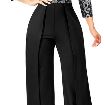Yiershu Women sparkly jumpsuits Elegant 3/4 Sleeve High Waist Long Pants Party Club