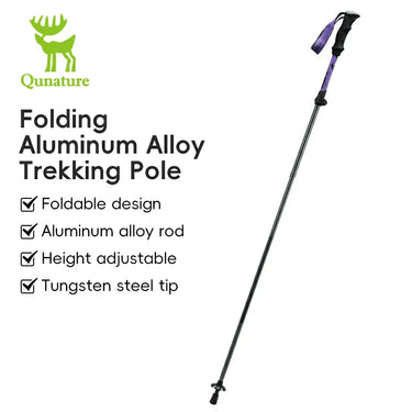 Qunature Foldable Lightweight Aluminum Trekking Pole with Adjustable Height and Grip - Gio's Outdoors -ROCKBROSUSA