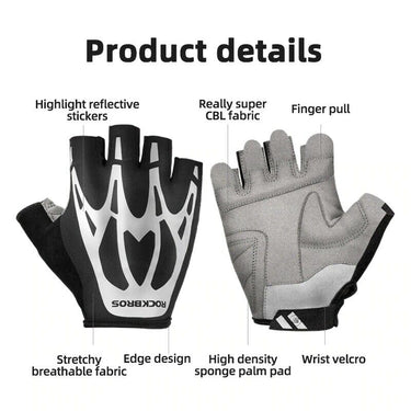 ROCKBROS Mountain Bike Gloves Shock Absorption Half-finger Reflective Gloves-S227 - Gio's Outdoors -ROCKBROSUSA