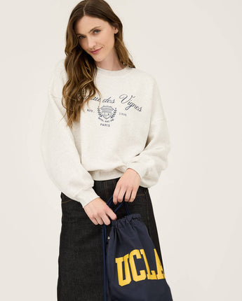 PARIS EMBROIDERED CREWNECK LONG SLEEVE KNIT TOP