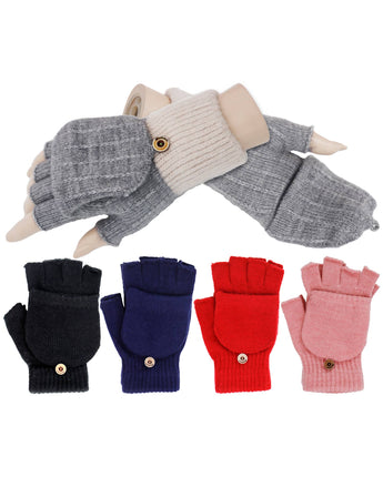 Mitt-to-Fingerless Convertible Winter Gloves