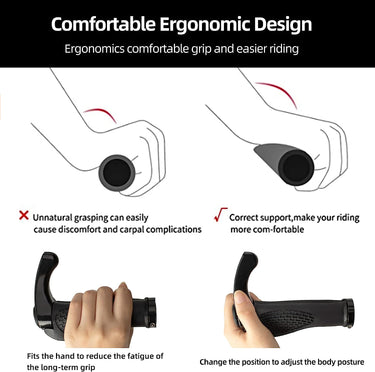 ROCKBROS Single Lock-on Bike Grips Ergonomic Non-Slip Rubber - Gio's Outdoors -ROCKBROSUSA